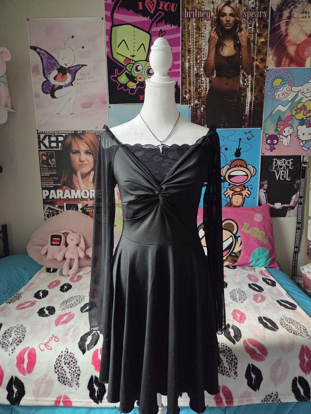 Y2k whimsy fairycore black dress